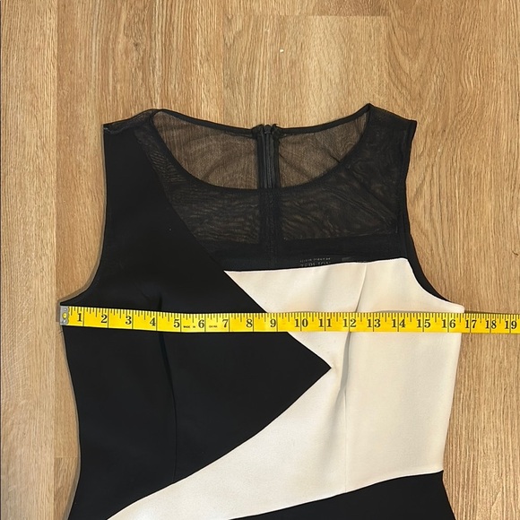 Rickie Freeman for Teri Jon Black and White Asymmetrical Sheath Dress - Picture 11 of 11